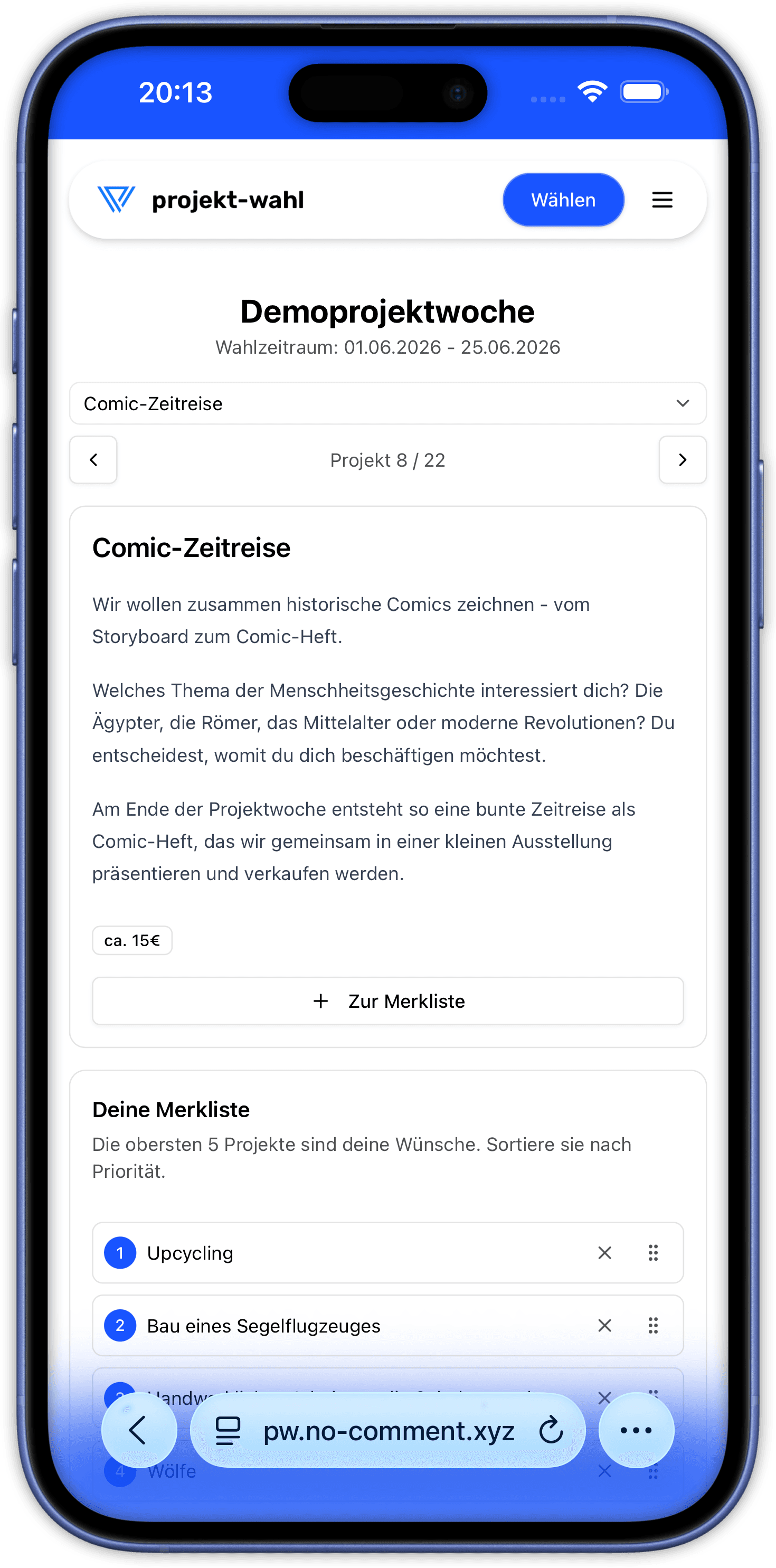 Vorschau des Wahlbogens